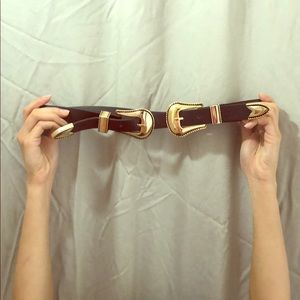 Zara Black Belt with Gold Buckles